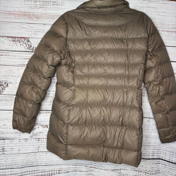 Lands’ End Women’s Lightweight Packable Down Puffer Coat S/P (6–8) Brown Taupe - Picture 4 of 6